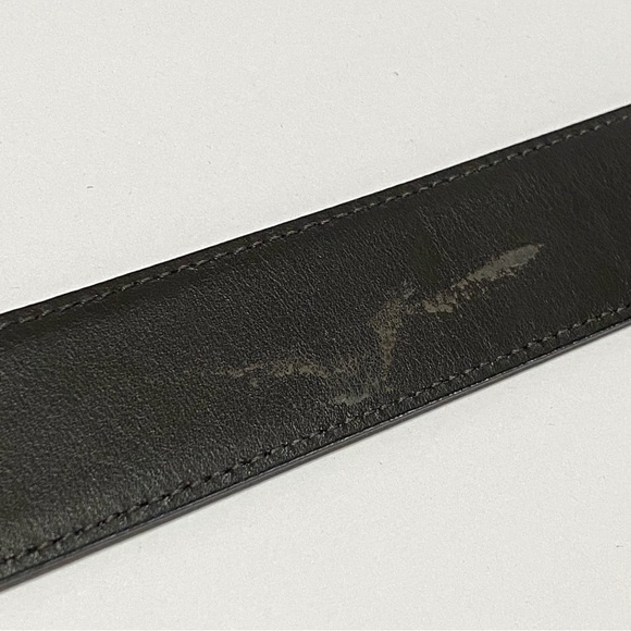 MONT BLANC black saffiano leather gold square buckle belt - Picture 9 of 11